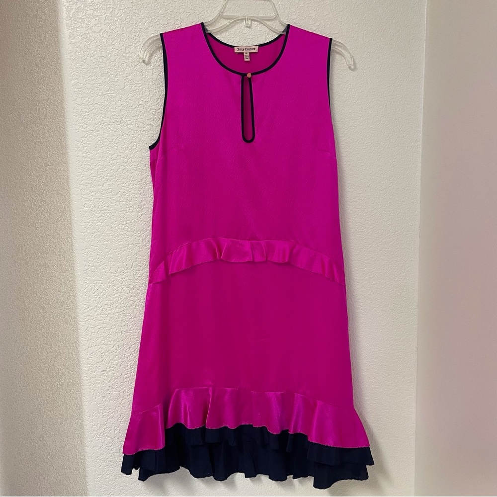 Juicy Couture Stunning Hot Pink 100% Silk Ruffled Dress